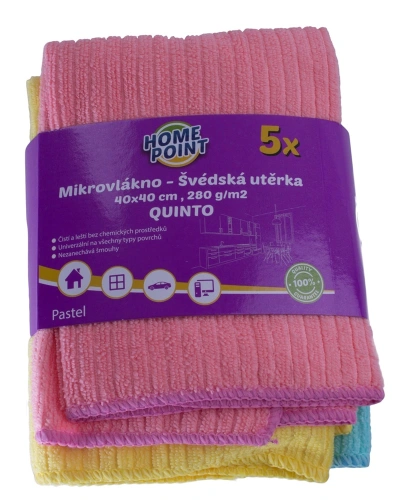 Utěrka mikrovlákno QUINTO 5ks 40x40 cm 280 g Utěrka mikrovlákno QUINTO 5ks 40x40 cm 280 g
