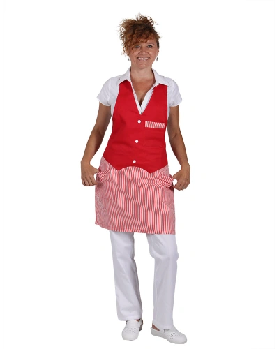 Unisexová zástěra s vestičkou 0060 - červená