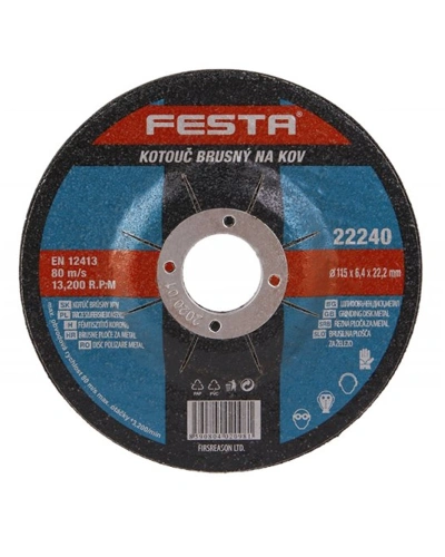 Kotouč brusný FESTA na kov 115x6. 4x22. 2mm Kotouč brusný FESTA na kov 115x6. 4x22. 2mm