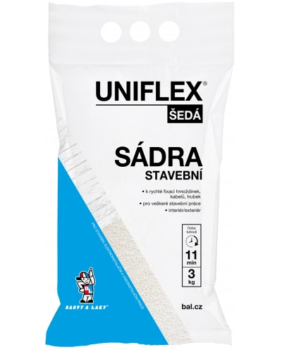 Uniflex sádra, šedá, stavební, 3 kg Uniflex sádra, šedá, stavební, 3 kg
