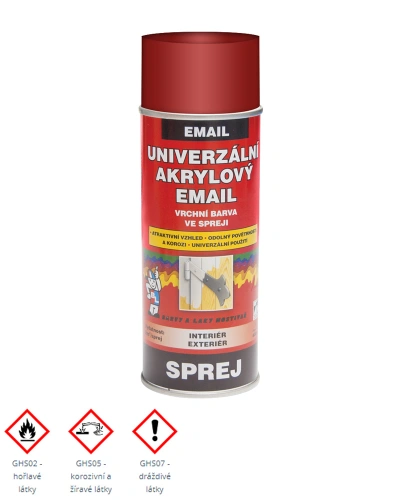 Vrchní univerzální barva ve spreji, 400 ml, červená ohnivá