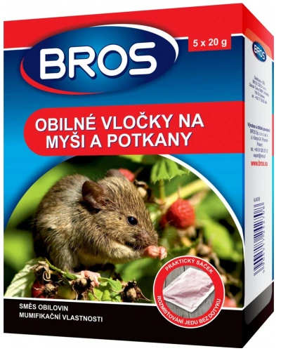 Bros obil. vločky na myši, krysy a potkany 5x20g Bros obil. vločky na myši, krysy a potkany 5x20g