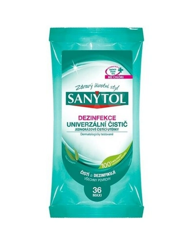 Ubrousky vlhčené Sanytol dezinfekční antibakteriální utěrky /bal.36ks Ubrousky vlhčené Sanytol dezinfekční antibakteriální utěrky /bal.36ks