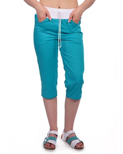 Dámské 3/4 kalhoty MATYLDA, tyrkysové Dámské 3/4 kalhoty MATYLDA, tyrkysové