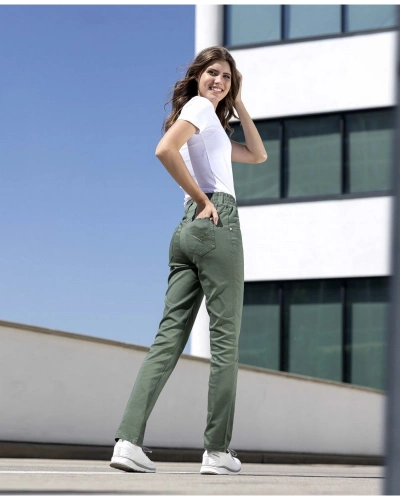 Kalhoty dámské elastické JASVENA, khaki