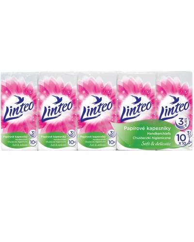 Linteo 3vrstvé papírové kapesníky, 10 × 10 ks
