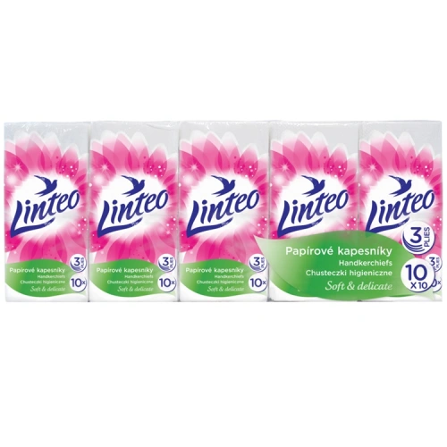Linteo 3vrstvé papírové kapesníky, 10 × 10 ks Linteo 3vrstvé papírové kapesníky, 10 × 10 ks