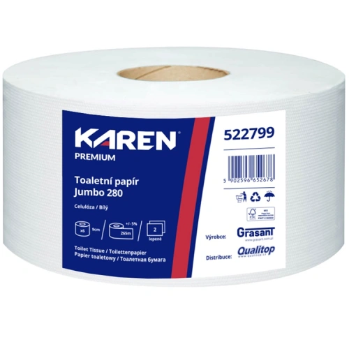 Toaletní papír Jumbo Karen 28cm 2VR 522799 Toaletní papír Jumbo Karen 28cm 2VR 522799