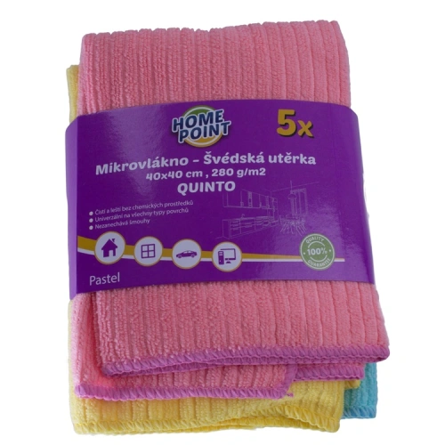 Utěrka mikrovlákno QUINTO 5ks 40x40 cm 280 g Utěrka mikrovlákno QUINTO 5ks 40x40 cm 280 g