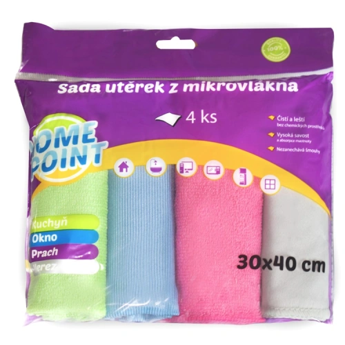 Utěrka mikrovlákno sada čistících utěrek 4ks 30x40 cm 260 g + šedá 220 g