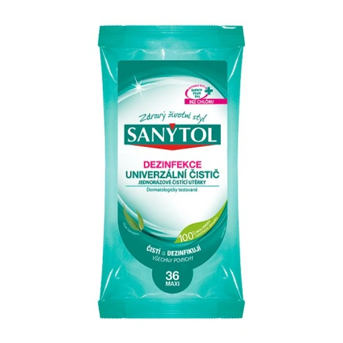 Dezinfekční antibakteriální utěrky SANYTOL, 36ks Dezinfekční antibakteriální utěrky SANYTOL, 36ks